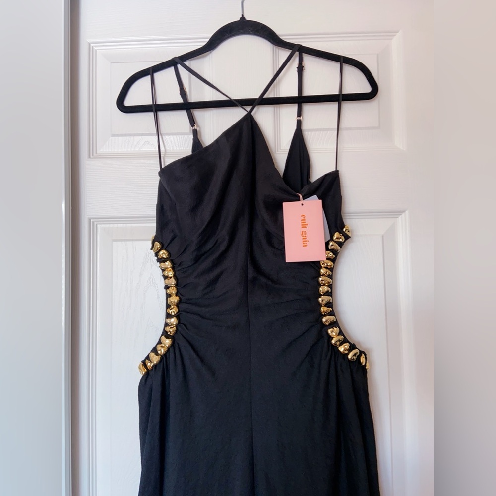 NWT Cult Gaia Silvia Embellished Faille Cut-Out Midi-Dress - Picture 9 of 11